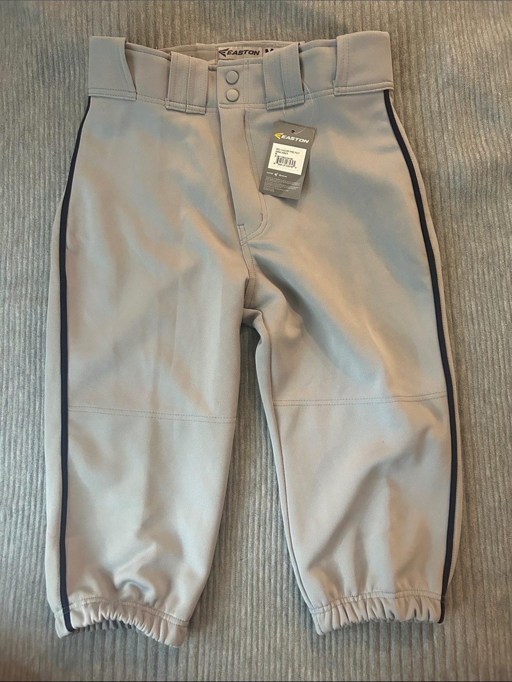 Easton Light Gray Baseball Pants with Navy Trim